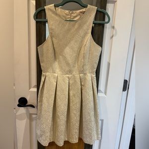 White and Gold Metallic Mini Dress